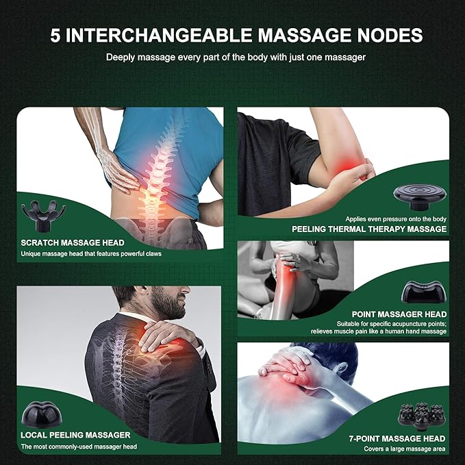 Handheld Back Massager | Deep Tissue Percussion Massage for Back, Neck, Shoulders, Waist and Legs (dark green)-Ruum Studio Home