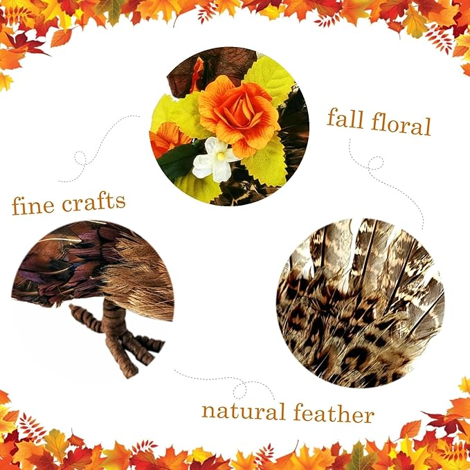 naturevibe 10/6.5 Inches Feathered Turkey Decorations Set of 2,Realistic Mom n Baby Turkey Figurines with Real Feathers for Thanksgiving Decorations,Decorative Farm Animals as Fall Decor for Home-Ruum Studio Home