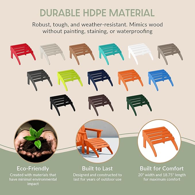 WestinTrends Outdoor Ottoman, Patio Adirondack Ottoman Foot Rest, All Weather Poly Lumber Folding Foot Stool for Adirondack Chair, Widely Used for Outside Porch Pool Lawn Backyard, Orange-Ruum Studio Home