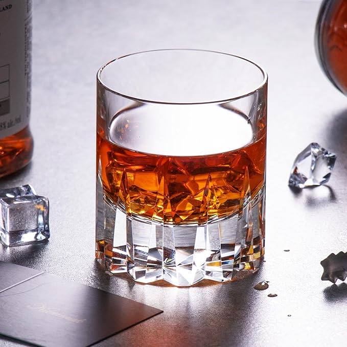 KAMMAK Crystal Whiskey Glasses Set of 2, Handcrafted 7.78oz Old Fashioned Glasses Stemless, Luxury Hand Blown Cocktail Glasses, Scotch Cup for Women, Men Gift for Bourbon Barware, Home Bar-Ruum Studio Home