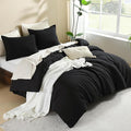 Litanika Oversized King Comforters Black Super King Size, 3 Pieces Lightweight Solid Bedding Comforter Set, All Season Fluffy Bed Set (120x120In Comforter & 2 Pillowcases)-Ruum Studio Home