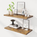 30" Floating Shelves for Wall, 12" Deep Slim Rustic Brown Floating Shelves, Wall-Mounted Shelves for Bedroom, Living Room, Kitchen, Bathroom - Set of 2-Ruum Studio Home