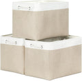 Bidtakay Large Storage Baskets for Organizing Fabric Closet Organizers Storage Bins with Handles 3-Pack 16x11.8x11.8 Inch Collapsible Baskets for Shelves Clothes Home Organization L-White&Beige-Ruum Studio Home