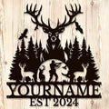 Personalized Deer Forest Name metal Signs,Custom Shed Metal Wall Decor,Black Deer Metal Wall Art Decor,Deer Home Metal Signs Plaques,Outdoor wall Decorative Signage (Style D)-Ruum Studio Home
