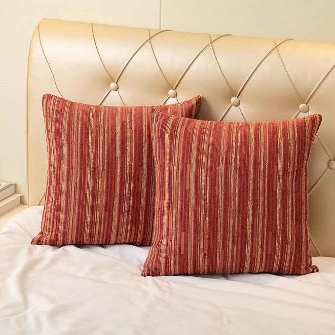 Yeiotsy Pillow Cases Bohemia, Pack of 2, Modern Striped Throw Pillow Covers Geometric Cushion Covers for Sofa Holiday Party Decoration (Red, 18 X 18 Inches)-Ruum Studio Home