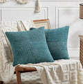 Fancy Homi 2 Packs Teal Big Decorative Throw Pillow Covers 24x24 Inch for Living Room Couch Bed, Rustic Farmhouse Boho Home Decor, Soft Corss Corduroy Patchwork Accent Square Cushion Case 60x60 cm-Ruum Studio Home