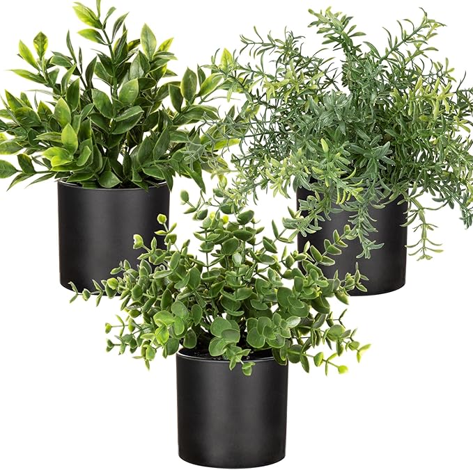 3 Pack Small Fake Plants for Shelf Decor Accents with Plastic Pot Artificial Potted Plants for Rustic Farmhouse Decor Faux Plants Indoor Fake Potted Plants Artificial for Home Office Bookshelf Decor-Ruum Studio Home