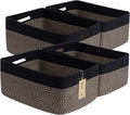 Large Storage Baskets for Organizing, Closet Shelf Baskets for Clothes Blanket Towels, Baby Nursery, Toy Bins Box, Woven Rope Baskets, 17 x 13 x 7.5”, 4 Packs Woven Brown-Ruum Studio Home