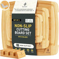 Bamboo Cutting Board Set Non Slip Feet with Holder Over Sink Tablas Para Picar Cocina Tabua Madeira Corte Carne Bambu Alimentos Cortar Madera Juego Regalos Cumpleaños Navidad Mujer Mama Abuela Papa-Ruum Studio Home