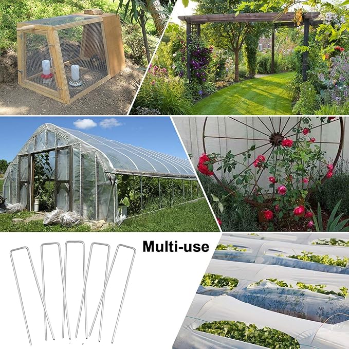 Petgrow 6 Inch Garden Stakes Galvanized Landscape Staples,U-Type Turf Staples for Artificial Grass, Rust Proof Sod Pins Stakes for Securing Fences Weed Barrier,Outdoor Wires Cords Tents Tarps,100-Ruum Studio Home