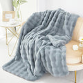 RYNGHIPY Faux Fur Throw Blanket Double Side Thick and Warm for Couch Plush Fluffy Faux Rabbit Fur Decoration for Sofa Chair and Bed Grey Winter Blanket (Grey, 51''x63'')-Ruum Studio Home