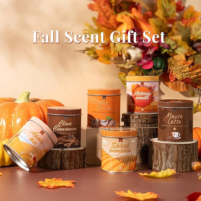 Set of 6 Fall Scented Candles 9 oz Aromatherapy Non Toxic Soy Wax Birthday Candles for Halloween Christmas Easter, Birthday Gifts for Women Men Back to School Gifts for Students, 6 Warmful Scents-Ruum Studio Home