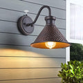 Dusk to Dawn Outdoor Gooseneck Wall Sconce with Dark Sky Cast Hammered Aluminum Shade in Oil Rubbed Bronze Finish,Anti-Rust Waterproof Outdoor Light for Farmhouse Porch Garage,1-Light E26-Ruum Studio Home