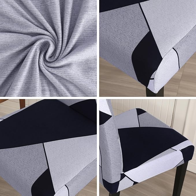 JQinHome Pattern Chair Covers for Dining Room Set of 6, High Stretch Removable Washable Parsons Chair Slipcover for Home Party Hotel Wedding Ceremony (White Grey,6PCS)-Ruum Studio Home