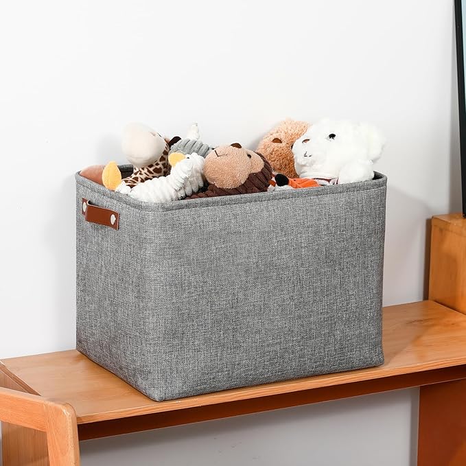 DULLEMELO Large Storage Baskets, 3 Pack Foldable Storage Baskets Bins for Colthes Organizer, Fabric Storage Organizer Baskets for Shelves Closet Nursery Toy Storage(Gray)-Ruum Studio Home