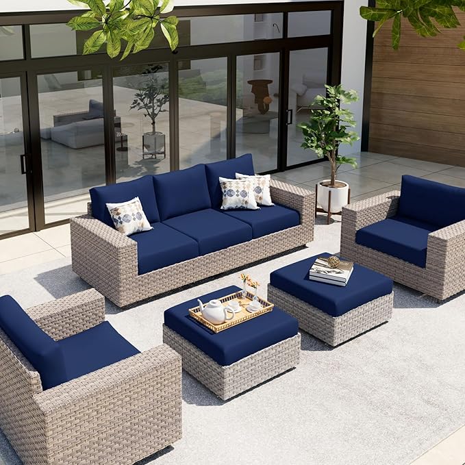 hyha Waterproof Couch Cushion Covers, Stretch Sofa Couch Seat Slipcover for Dog Washable, Non-Slip Waterproof Outdoor Cushion Covers for Patio Furniture Replacement (2 Pieces, Navy)-Ruum Studio Home