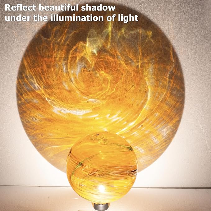 10 Inch Glass Gazing Ball, with 9.4" Tall Metal Gazing Globe Stand, Glass Balls Display Holder Set for Outdoor Garden Lawn Yard Decoration, Sunset Sky-Ruum Studio Home