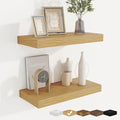 fuqing Floating Shelves for Wall, Bathroom Shelf Wall Mounted for Storage, Shelves with Invisible Bracket for Bedroom, Kitchen, Living Room, Farmhouse Small Book Shelf, 16 Inch Set of 2, Oak-Ruum Studio Home