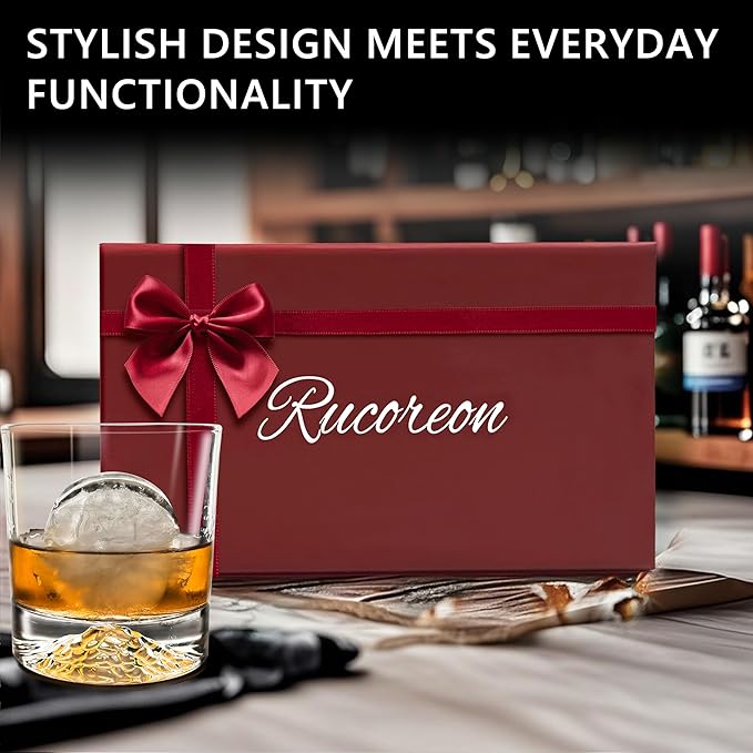 Crystal Whiskey Glasses Set of 2 – 10 OZ Designer Old Fashioned Rocks Glass for Scotch, Bourbon, Rum and Cocktail Drink – Luxury Gift for Men-Ruum Studio Home