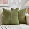 Fancy Homi 2 Packs Moss Green Decorative Throw Pillow Covers 22x22 Inch for Living Room Couch Bed Sofa, Farmhouse Boho Home Decor, Soft Corss Corduroy Patchwork Accent Square Cushion Case 55x55 cm-Ruum Studio Home