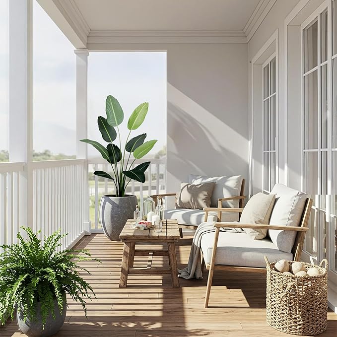 Worth Garden 59in Artificial Bird of Paradise Plant 4.9ft, Set of 2 Faux Tropical Trees for Living Room and Office Décor, Perfect for Indoor and Outdoor Greenery-Ruum Studio Home