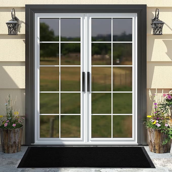 Yimobra Front Door Mat Outdoor Indoor Entrance, 100% Waterproof All-Season All Weather Doormat, Welcome Matt Outside Entry, Non Slip, Low Profile, Heavy Duty Patio Porch Floor Mats,47 x 24,Black-Ruum Studio Home