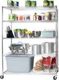 Seville Classics UltraDurable Heavy Duty NSF Solid Steel Wire Rack Storage Unit Wheels, 5-Tier Shelving, 60" W x 24" D-Ruum Studio Home