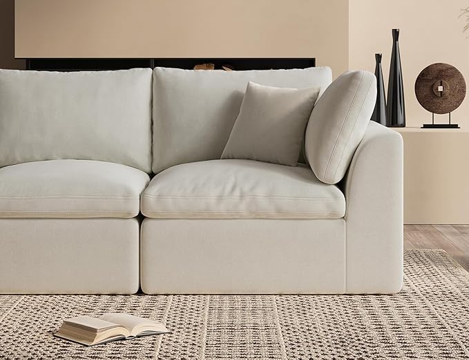 78.9" Loveseat Sofa, Cloud Boneless Couches for Living Room, Modern Modular Sectional Sofa, Oversized, Warm White-Ruum Studio Home
