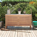 Goplus Patio Storage Cabinet, 2-Door Acacia Wood Storage Container with Faux Marble Top, Outdoor Wooden Sideboard for Deck, Garden, Lawn and Backyard-Ruum Studio Home