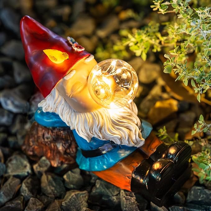 Gnome Solar Garden Statue with LED Light - Waterproof Outdoor Decoration for Terrace, Courtyard & Lawn for Moms & Women-Ruum Studio Home