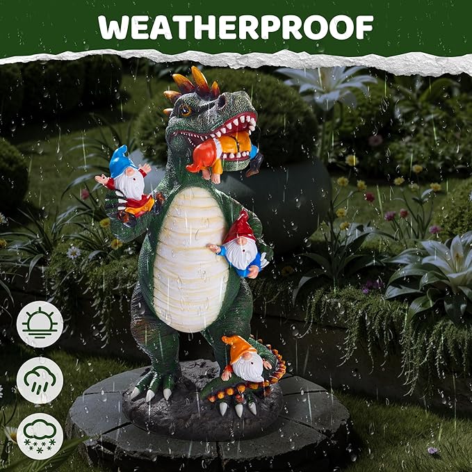Dinosaur Eating Gnomes Garden Decor Statue - Funny Dinosaur Gnome Massacre Outdoor Decor for Yard, Patio, Lawn Ornaments - Garden Gifts for Mothers Day, Housewarming, Festival-Ruum Studio Home