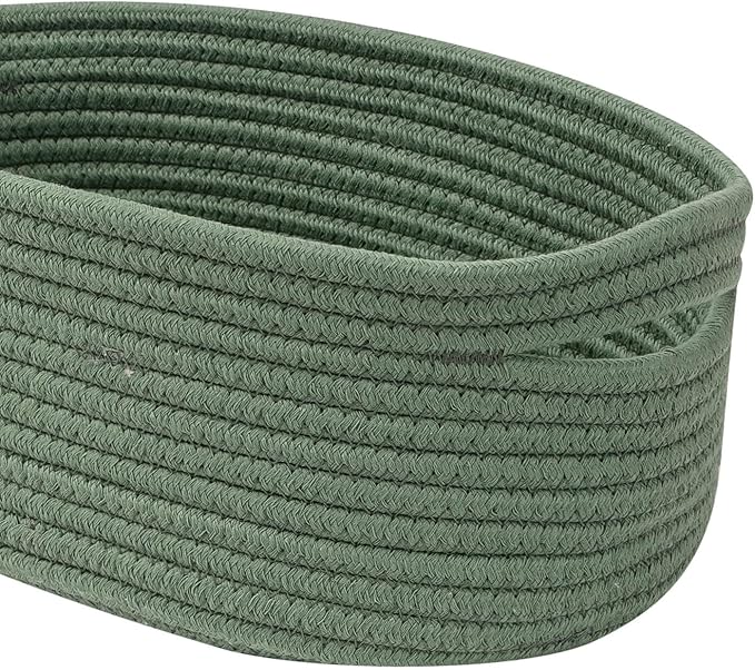 Shelf Storage Baskets for Organizing|Decorative Basket for Closet Storage|Toy Baskets&Bins|Small Woven Rope Baskets-13x8.66x5.11’’,Durable&Stylish,Oval 3 Packs Green-Ruum Studio Home