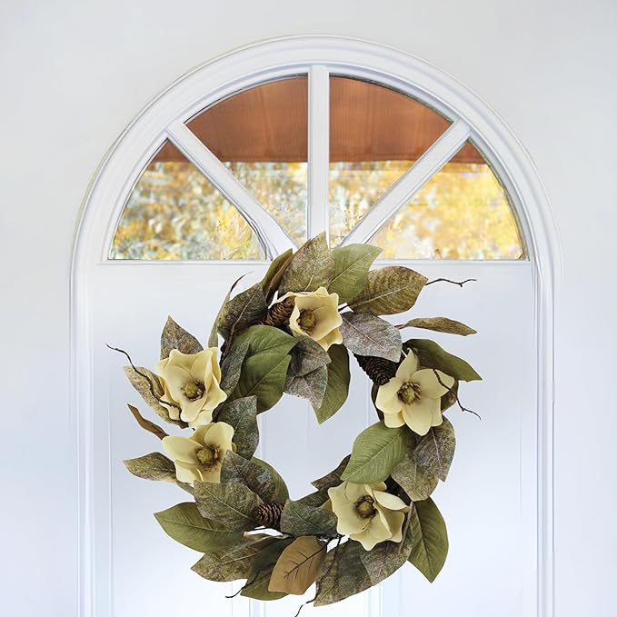 Admired By Nature 24" Magnolia Pine for Home Office Front Door Wreath, Wall Hanging Arrangement Decoration-Ruum Studio Home