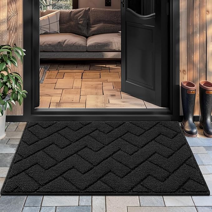 hicorfe Front Door Mat Indoor Entrance,20"x31.5" Absorbent Dirt Resist Welcome Door Mats,Stain and Fade Resistant,Non Slip Backing Entry Mat Doormat for Entryway(Charcoal)-Ruum Studio Home