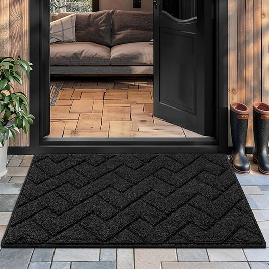 hicorfe Front Door Mat Indoor Entrance,20"x31.5" Absorbent Dirt Resist Welcome Door Mats,Stain and Fade Resistant,Non Slip Backing Entry Mat Doormat for Entryway(Charcoal)-Ruum Studio Home
