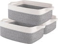 OIAHOMY 3 Pack Storage Baskets for Organizing, Woven Cotton Rope Basket for Shelves, Closet Organizer Bins with Handles, Rectangle Toy Organization, 13.78''×9.84''×5.5'', Grey & White-Ruum Studio Home