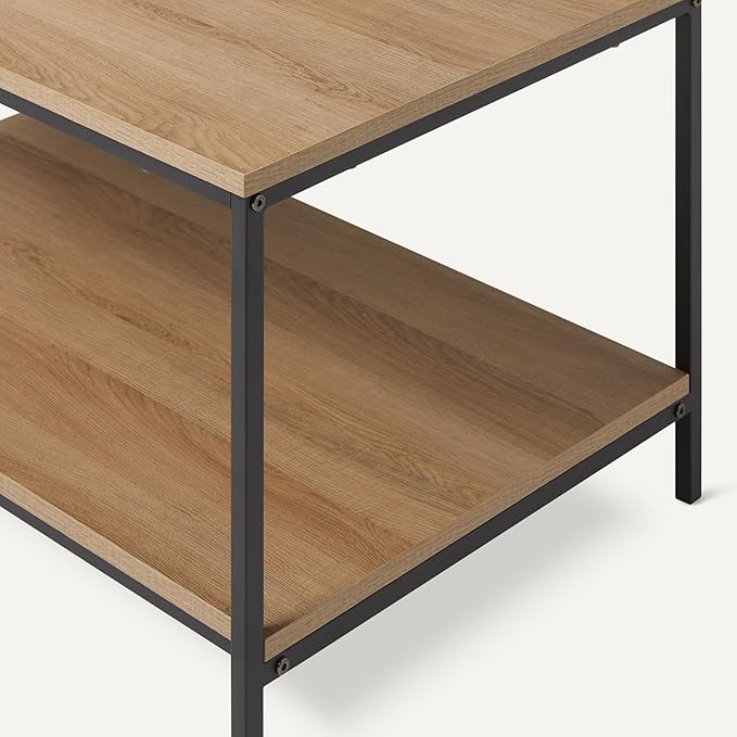 Amazon Basics Rectangular Coffee Table with Bottom Shelf, Living Room Center Table, Wooden, 19.9" D x 31.5" W x 16.5" H-Ruum Studio Home