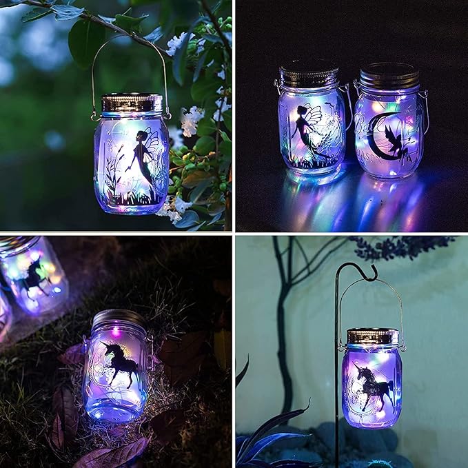 8 Pack Solar Outdoor Fairy Star Firefly Jar Lids Lights,Solar Fairy String Lids Lights（No Jars）,Waterproof Lantern Mason String Solar Lights with Hangers for Regular Mouth Jars-Ruum Studio Home