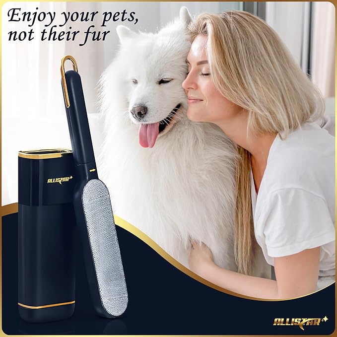 Lint Brush, Lint Remover, and Pet Hair Remover for Laundry, Clothes, Couches, Car Seats, Furniture and Fabric. Reusable Dog and Cat Fur Wizard Hair Removal Brush. ALLISTAR (Midnight Blue)-Ruum Studio Home