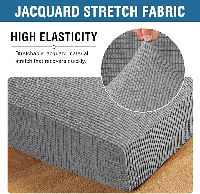 H.VERSAILTEX Super Stretch Individual Seat Cushion Covers Sofa Covers Couch Cushion Covers Slipcover Sets Thick Jacquard Textured Twill Fabric (1 Piece Loveseat Cushion Cover, Dove)-Ruum Studio Home