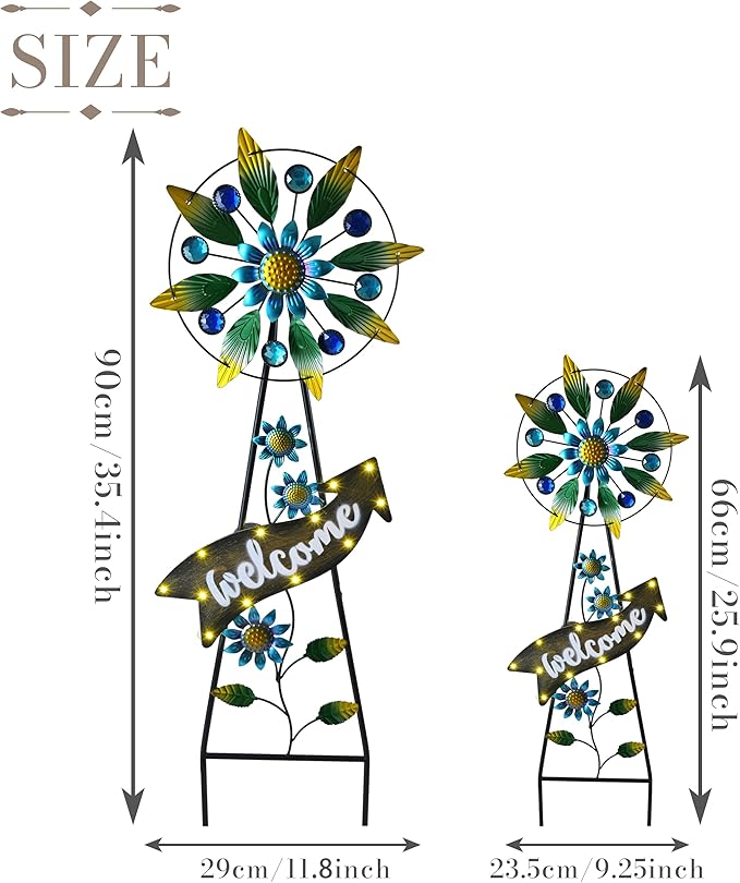 TERESA'S COLLECTIONS Hummingbird Garden Solar Stake, Wind Spinner Yard Art Sign for Outdoor Decor, Metal Purple Floral Windmill Decorative Garden Stake for Lawn Ornaments, Gifts for Mom, 36''-Ruum Studio Home