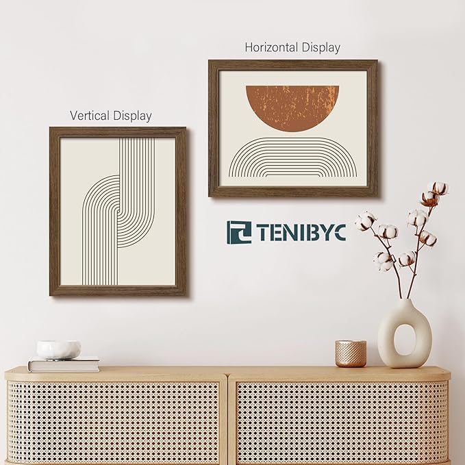 11x14 Picture Frame Set - 3 Pack, Brown Woodgrain, Wood Photo Frame, HD Tempered Glass, Wall Gallery Photo Frame-Ruum Studio Home