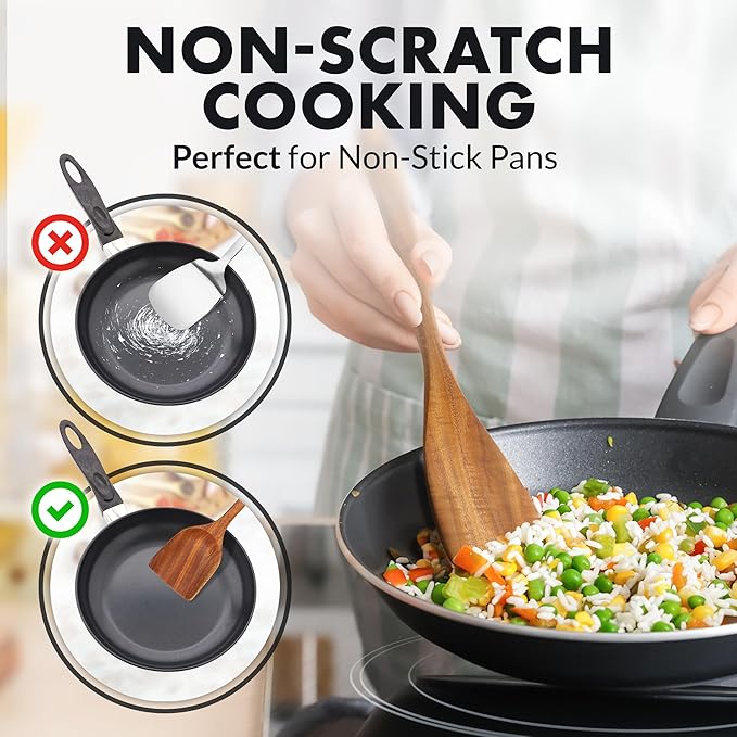 Zulay Kitchen 15-Piece Teak Wooden Utensils for Cooking - Natural Teak Utensil Set with Premium Gift Box - Non-Stick Wooden Spoons for Cooking - Kitchen Gift Set - Comfortable Grip Wooden Utensil Set-Ruum Studio Home