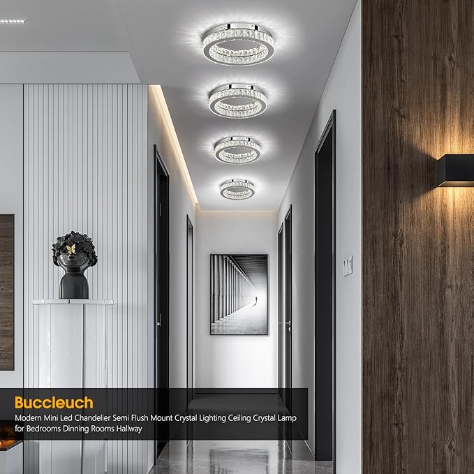 Buccleuch Modern Crystal Chandelier LED Flush Mount Pendant Lighting Mini Ceiling Light Fixture for Living Room Bedroom Hallway Staircase Bar Kitchen-Ruum Studio Home