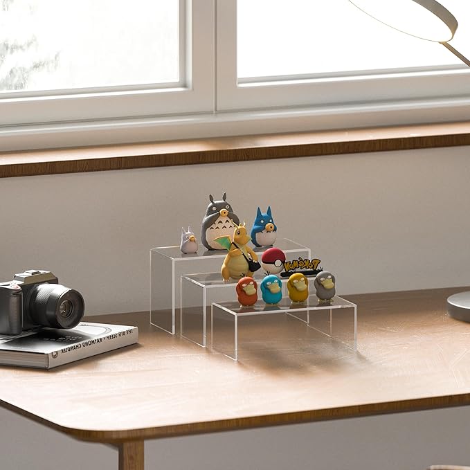 8.5x9x9.5 Inch Acrylic Risers Display Stands 3pcs, Rectangular Display Risers 3 Steps, Clear Acrylic Stand for Brand Store, Retails-Ruum Studio Home