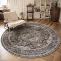 AMOAMI-6FT Round Rug-Rugs for Living Room-Vintage Soft Brick/Brown Rugs for Bedroom-Non Slip Circle Rug-Machine Washable Rug for Dining Room Living Room Bedroom Office Under Table-Ruum Studio Home