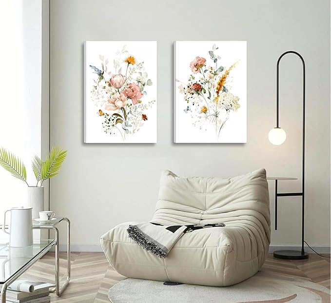 3Pcs Framed Watercolor Flowers Canvas Wall Art In A Field Of Roses She Is A Wildflower Painting Picture Wall Decor Pink wreath Poster Print Artwork for Nursery living room Girls Room Home Decoration-Ruum Studio Home