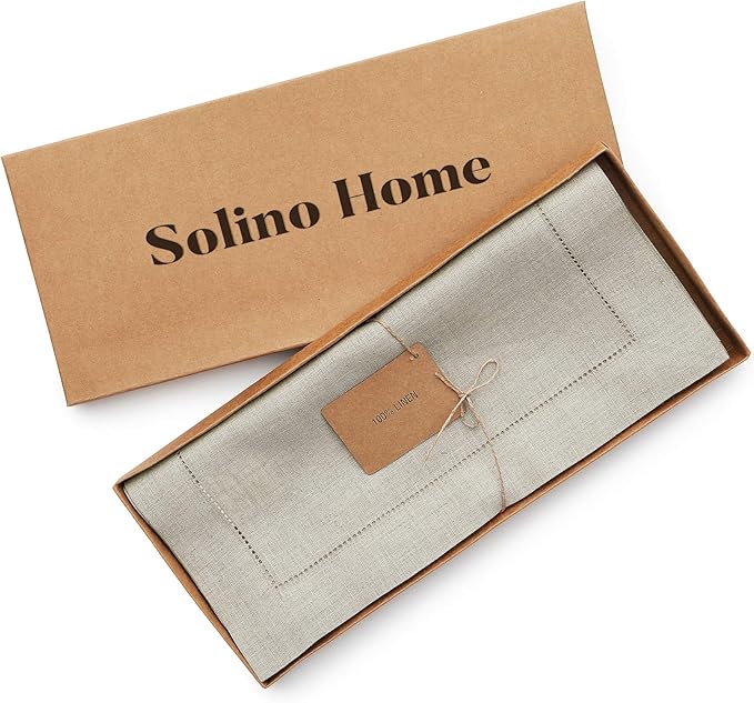 Solino Home Linen Natural Table Runner 156 Inches Long - 100% Pure Linen Extra Long Table Runner 14 x 156 Inch for Fall, Autumn, Thanksgiving - Classic Hemstitch-Ruum Studio Home