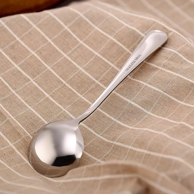 VANRA 4-Piece Children Spoons Round Stainless Steel Kids Dinner Spoons Child Silver Cutlery Set 5.8-inch (4 round spoons)-Ruum Studio Home