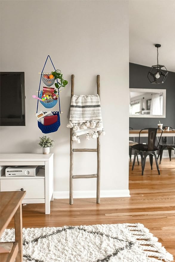 Hanging Fruit Basket, 3 Tier Cotton Macrame Produce Basket for Kitchen, Indoor Planter Hangers.-Ruum Studio Home